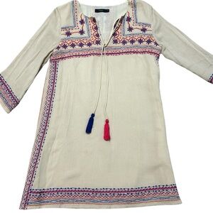 THML Embroidered Blouse Womens Tunic 3/4 Sleeve Boho Lightweight Lined XS